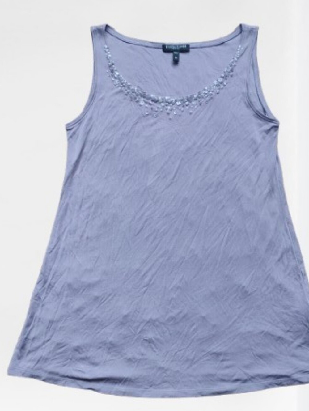 NWOT Eileen Fisher Petite Silk Beaded Scoopneck Top PS Lilac Pastel
